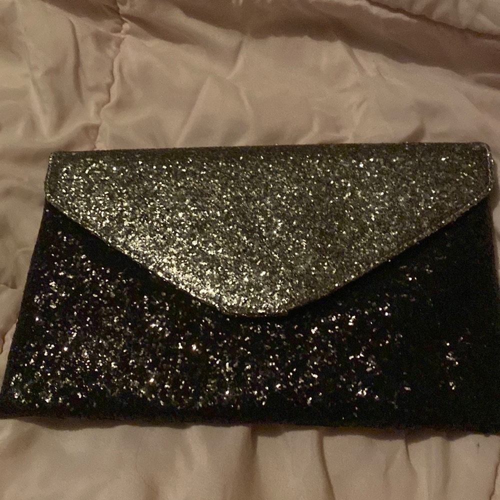 Black and Silver Envelope Sparkle Purse
